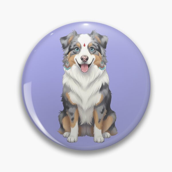 Item preview, Australian Shepherd Dog with Boho Earrings designed and sold by Raemia.