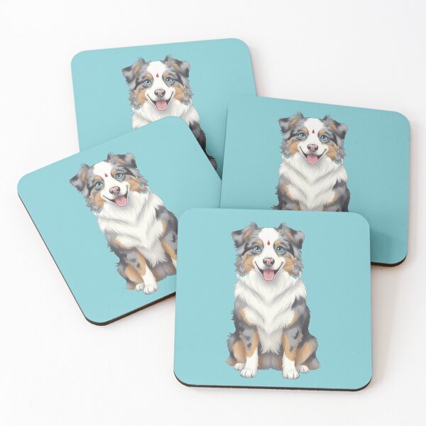 Item preview, Australian Shepherd Dog with Boho Earrings designed and sold by Raemia.