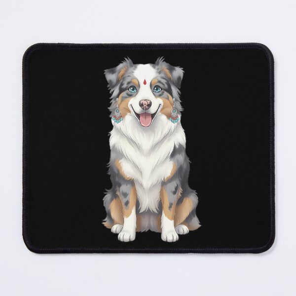 Item preview, Australian Shepherd Dog with Boho Earrings designed and sold by Raemia.