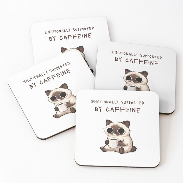 Item preview, Emotionally Supported by Caffeine Sarcastic Cat Design designed and sold by Drawian Studio.