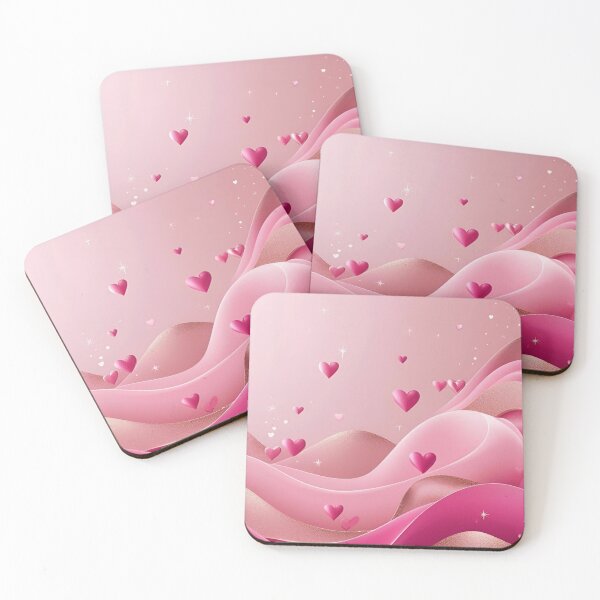 Item preview, Romantic Pink 3D Waves and Floating Hearts designed and sold by LakLuxe studio .
