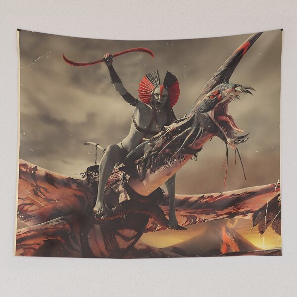 Item preview, The Sky Hunters - Vintage Sci-Fi Warrior Poster designed and sold by iwzzuel.
