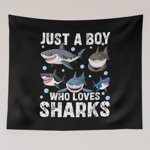 Item preview, Just A Boy Who Loves Sharks Funny Shark Lover designed and sold by caiknelinex.