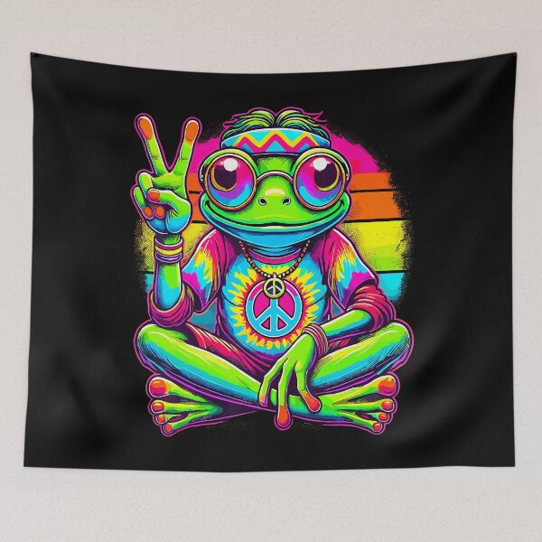 Item preview, Peace Sign Tie-Dye Frog 60's 70's Hippie designed and sold by odemsysyobst.