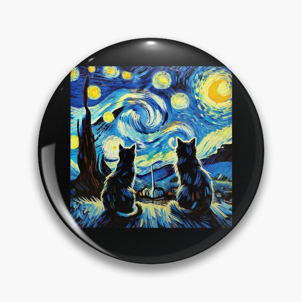 Item preview, Starry Night Vincent Van Gogh Painting Black Cats designed and sold by KevinorNorris.