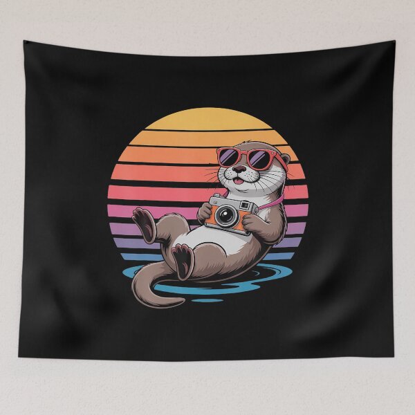 Item preview, Retro Sunset Otter With Camera designed and sold by caiknelinex.