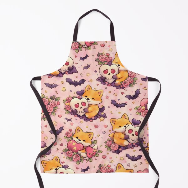 Item preview, Kawaii Fox & Heart Skull Seamless Pattern – Pastel Goth Roses, Bats & Hearts designed and sold by Still Breathing Studio.