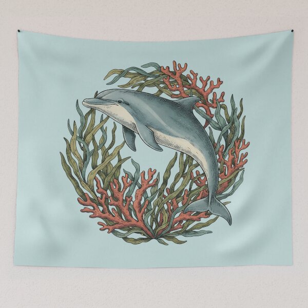 Item preview, Vintage Bottlenose Dolphin Coral Reef designed and sold by BirdsnStuff.