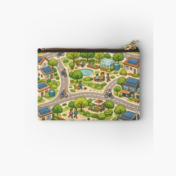 Item preview, Solar Neighborhood Life – Cozy Green Community Solarpunk Illustration designed and sold by goodcrystals.