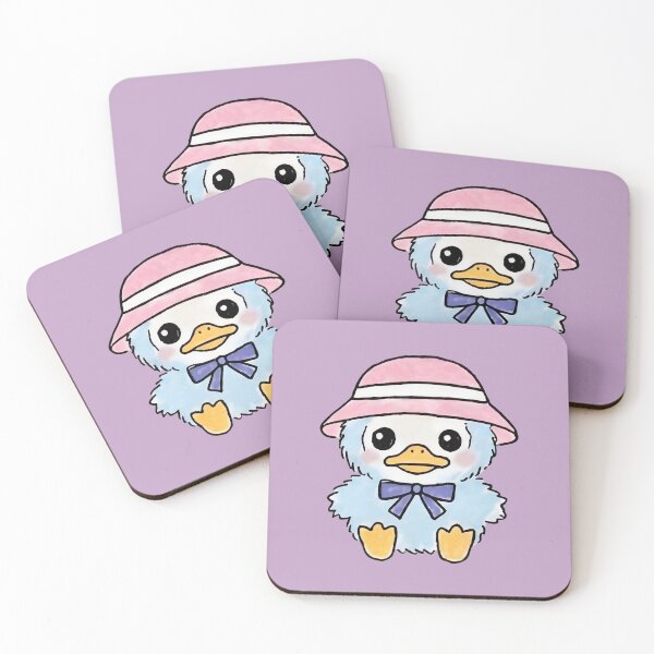 Item preview, blue baby duckling with pink hat illustration designed and sold by FRH Design ⭐⭐⭐⭐⭐.