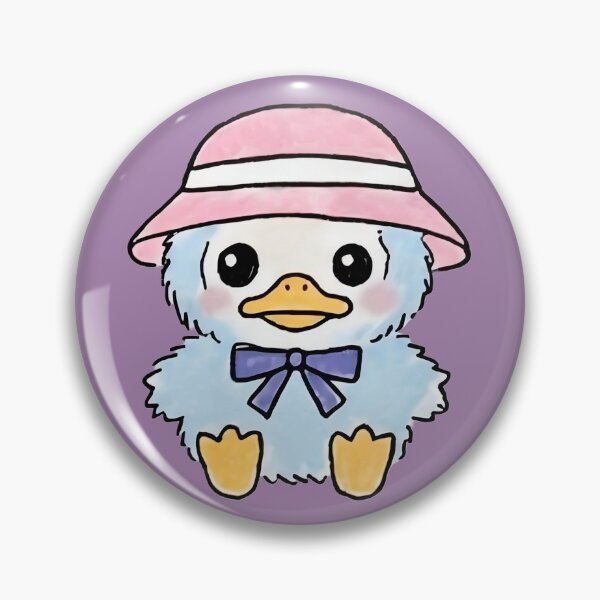 Item preview, blue baby duckling with pink hat illustration designed and sold by FRH Design ⭐⭐⭐⭐⭐.