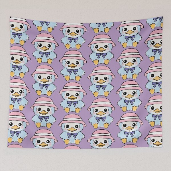Item preview, blue baby duckling with pink hat illustration designed and sold by FRH Design ⭐⭐⭐⭐⭐.