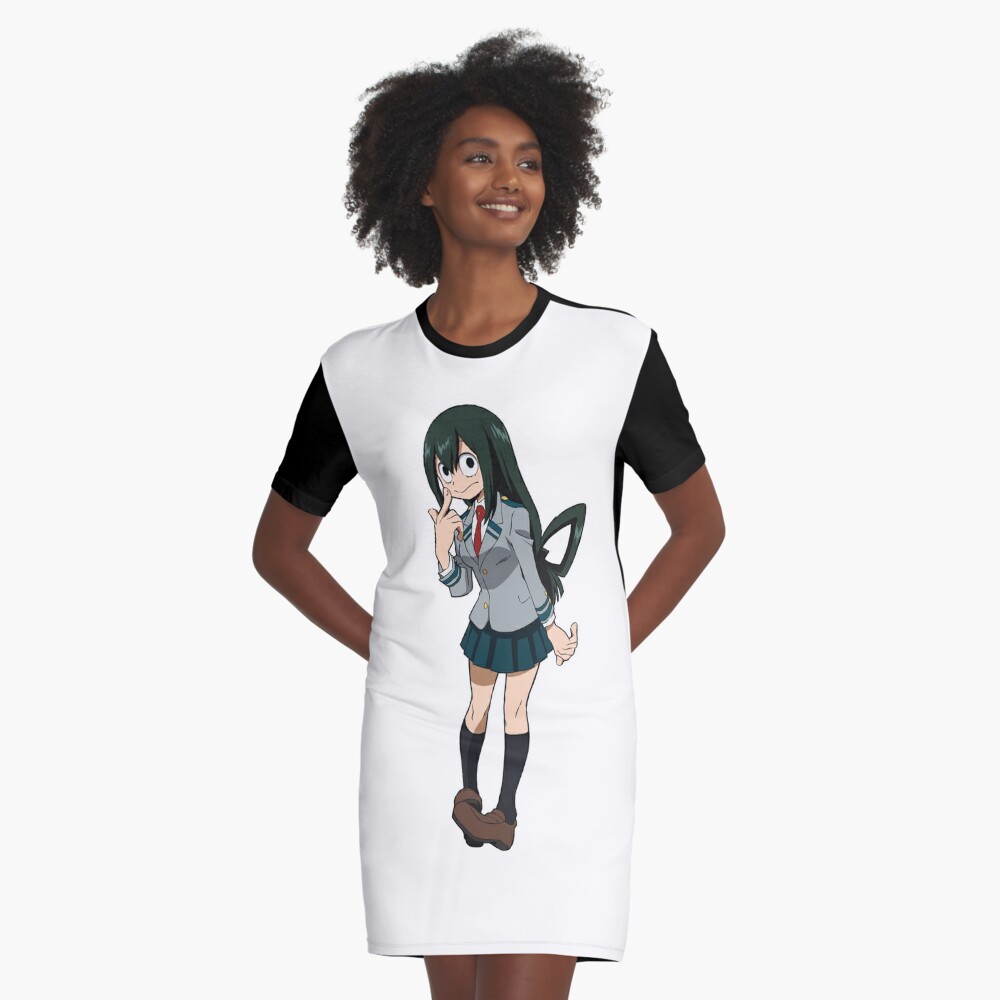 My Hero Academia Bnha Froppy Tsuyu Asui 蛙吹梅雨 Graphic T Shirt Dress By Thesmartchicken Redbubble - boku no hero academia tsuyu asui roblox