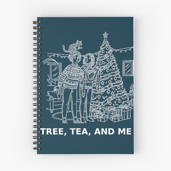 Item preview, Tree, Tea, and Me – White Line Art Lesbian Christmas Scene designed and sold by Elando1212.