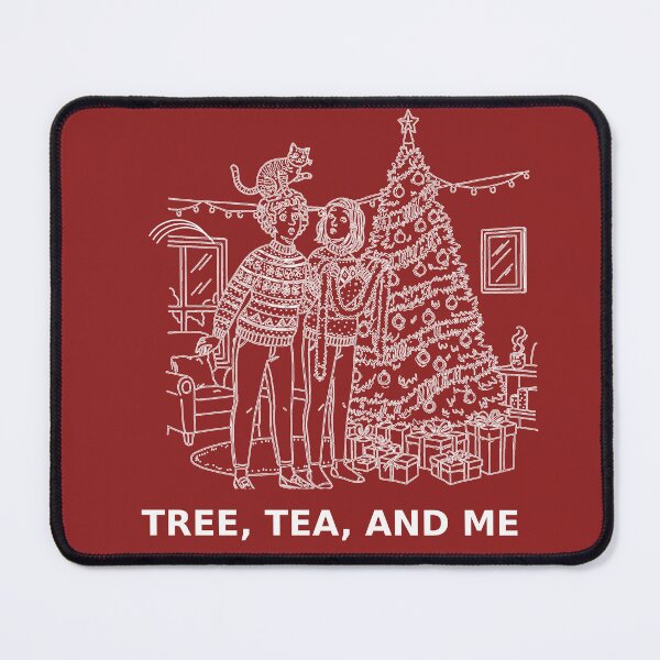 Item preview, Tree, Tea, and Me – White Line Art Lesbian Christmas Scene designed and sold by Elando1212.