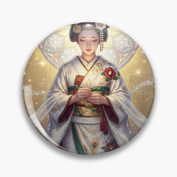 Item preview, Snow Goddess in Kimono Holding a Candle – Japanese Winter Fantasy Art Print designed and sold by Mori-no-Akari.