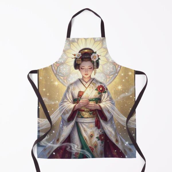 Item preview, Snow Goddess in Kimono Holding a Candle – Japanese Winter Fantasy Art Print designed and sold by Mori-no-Akari.