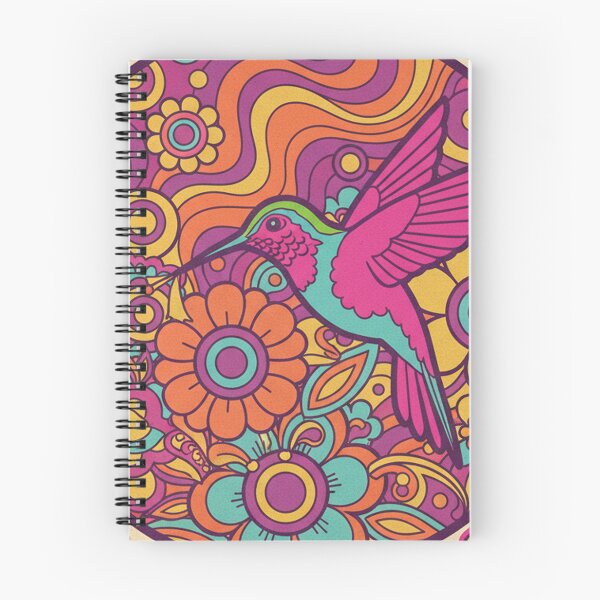 Item preview, Sugar Rush Hummingbird 70s Retro Psychedelic Floral designed and sold by Thaivi Design.