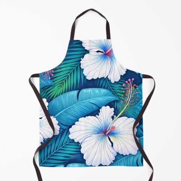 Item preview, Tropical Bliss White Hibiscus Floral Pattern – Blue Jungle Botanical Aesthetic Art designed and sold by anandsiva2703.