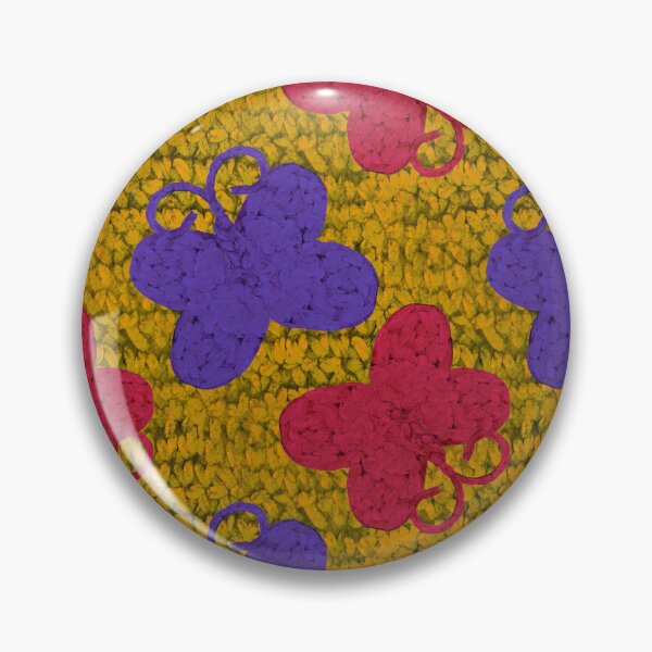 Item preview, Butterflies on Yellow Hand Crocheted Butterfly Pattern – Bold Craftcore Fiber Art designed and sold by Victoria Rose.