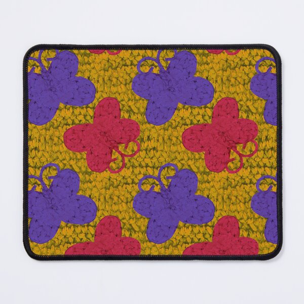 Item preview, Butterflies on Yellow Hand Crocheted Butterfly Pattern – Bold Craftcore Fiber Art designed and sold by Victoria Rose.