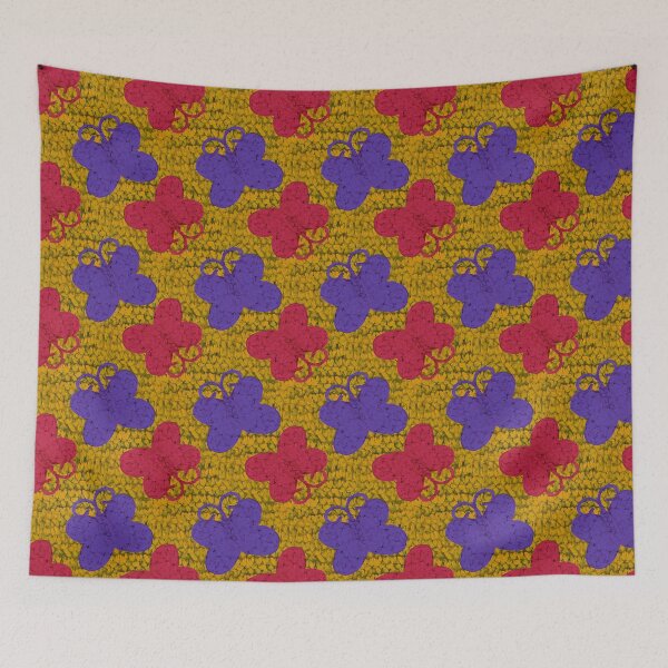 Item preview, Butterflies on Yellow Hand Crocheted Butterfly Pattern – Bold Craftcore Fiber Art designed and sold by Victoria Rose.