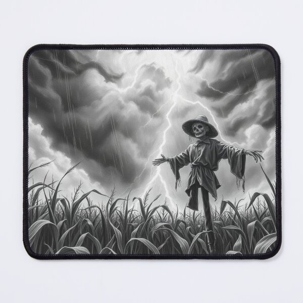 Item preview, Spooky Skeleton Scarecrow in Thunderstorm Cornfield - Dark Horror Fantasy Art designed and sold by EllDAV777.