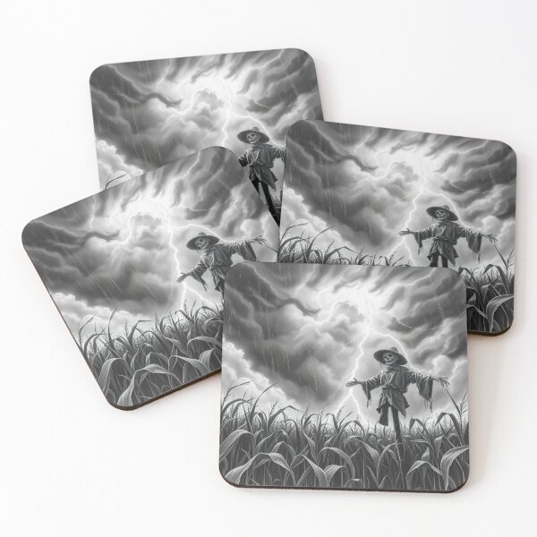 Item preview, Spooky Skeleton Scarecrow in Thunderstorm Cornfield - Dark Horror Fantasy Art designed and sold by EllDAV777.