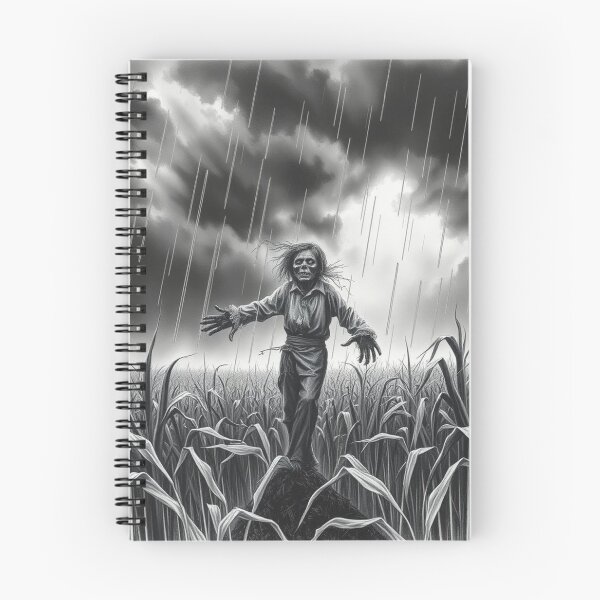 Item preview, Creepy Scarecrow in Rainy Cornfield - Black and White Horror Art designed and sold by EllDAV777.