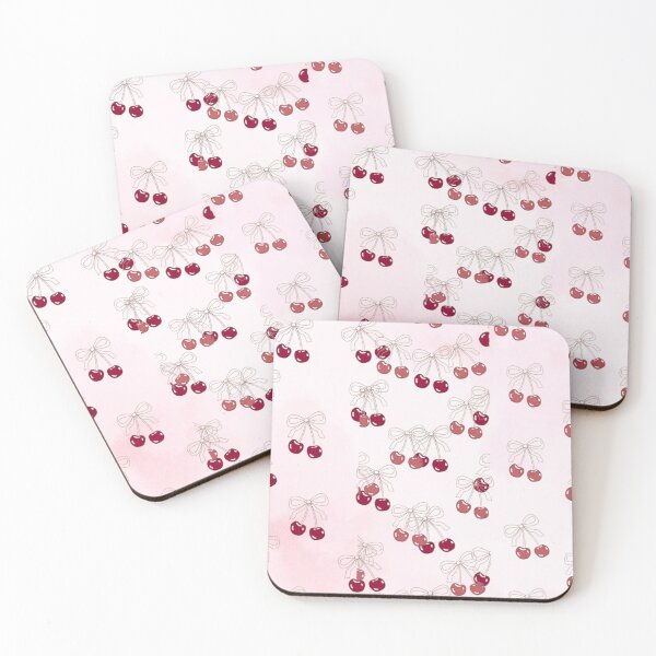 Item preview, Cute Cherry Bow Pattern on Pink | Kawaii Cherry Aesthetic Art designed and sold by AeraArts.