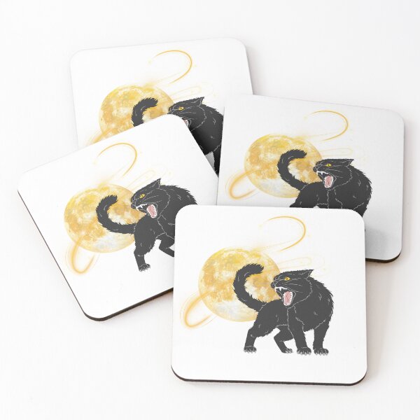 Item preview, Midnight Roar Black Cat & Golden Moon designed and sold by HABEBADESIGN.