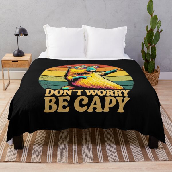 Item preview, Funny Capybara Don't Worry Be Capy Retro Sunset Pun Graphic designed and sold by AdyKurniawan.