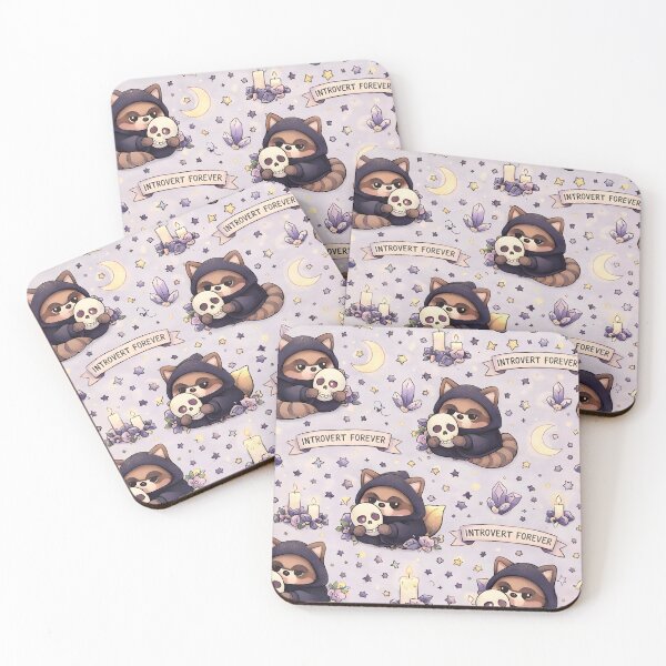 Item preview, Introvert Forever Raccoon Seamless Pattern – Cozy Gothic Candles, Crystals & Moon designed and sold by Still Breathing Studio.