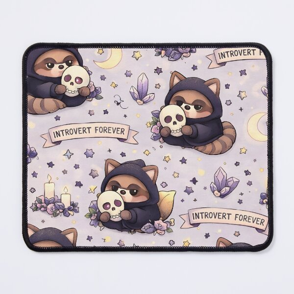 Item preview, Introvert Forever Raccoon Seamless Pattern – Cozy Gothic Candles, Crystals & Moon designed and sold by Still Breathing Studio.