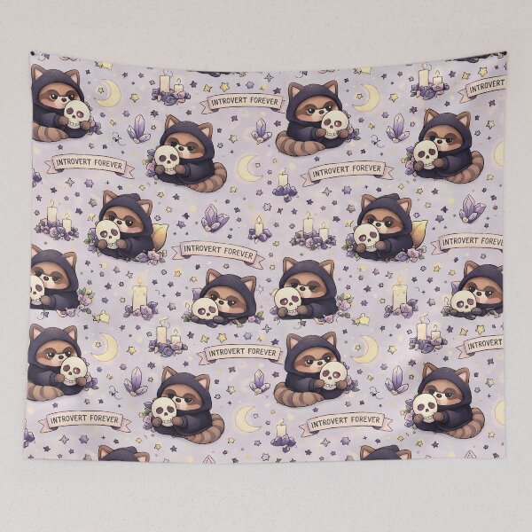 Item preview, Introvert Forever Raccoon Seamless Pattern – Cozy Gothic Candles, Crystals & Moon designed and sold by Still Breathing Studio.