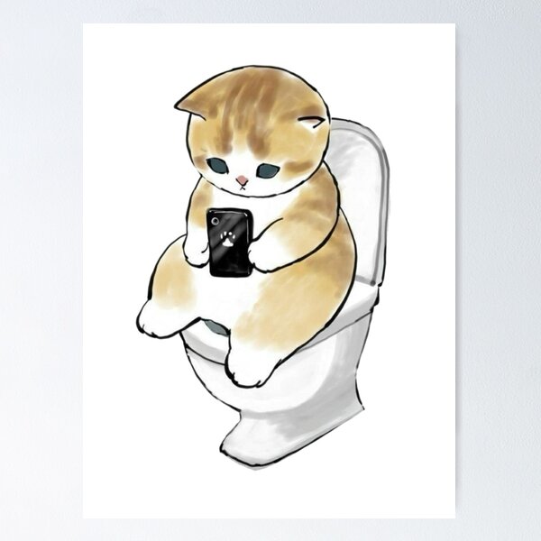 Item preview, Mofusand - Cat on Phone on Toilet designed and sold by penny555.