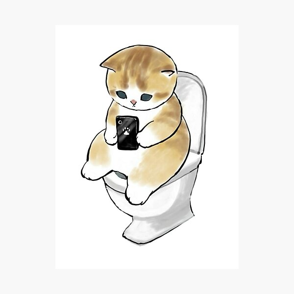 Item preview, Mofusand - Cat on Phone on Toilet designed and sold by penny555.