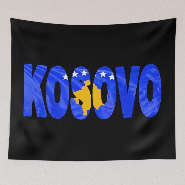 Item preview, KOSOVO - Flag Flying in Wind cut to Letters Souvenir Sticker Shirt designed and sold by Adam Gormley.