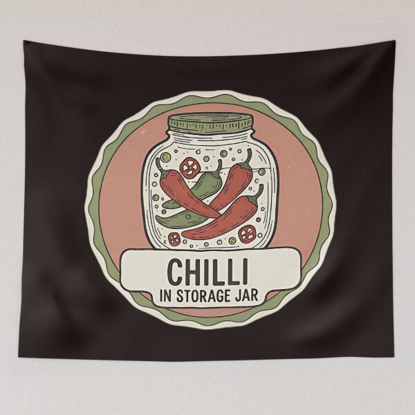 Item preview, Vintage Pickled Chilli Jar - Retro Kitchen Grocery Art designed and sold by CELESTIAL©️.