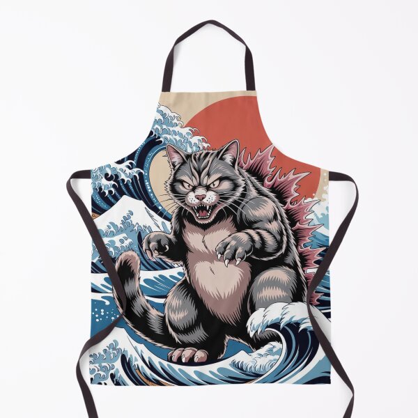 Item preview, Kaiju Cat vs Great Wave – Japanese Ukiyo-e Inspired Cat Illustration designed and sold by flagylART.