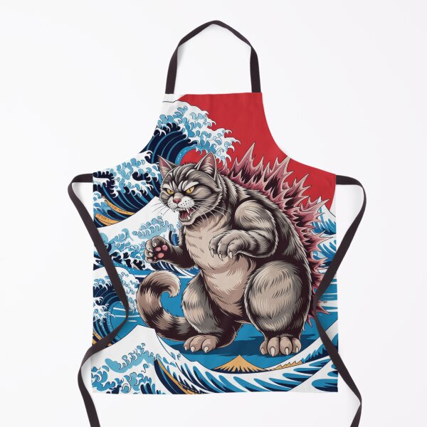 Item preview, Kaiju Cat vs Great Wave – Japanese Ukiyo-e Inspired Cat Illustration designed and sold by flagylART.