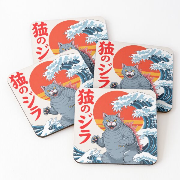 Item preview, Kaiju Cat Surfing the Great Wave – Japanese Ukiyo-e Monster Cat Art designed and sold by flagylART.