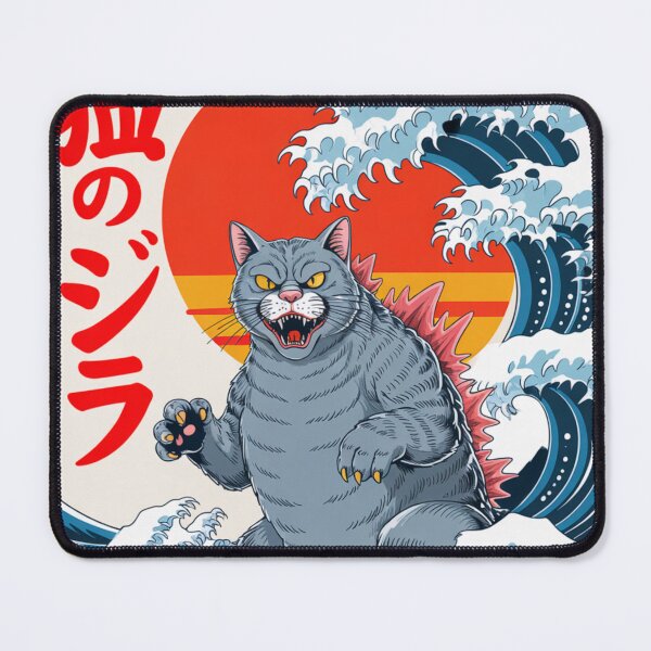 Item preview, Kaiju Cat Surfing the Great Wave – Japanese Ukiyo-e Monster Cat Art designed and sold by flagylART.
