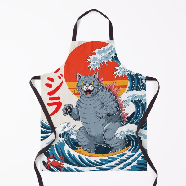 Item preview, Kaiju Cat Surfing the Great Wave – Japanese Ukiyo-e Monster Cat Art designed and sold by flagylART.