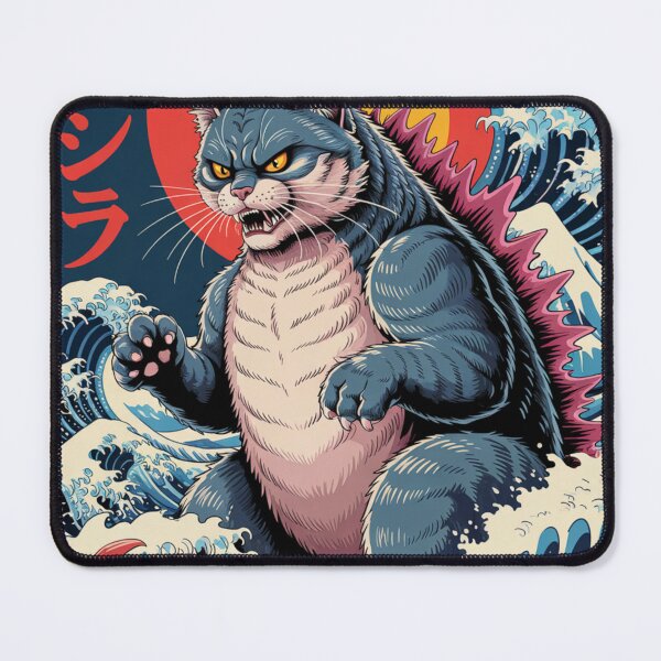 Item preview, Kaiju Cat Surfing the Great Wave – Japanese Ukiyo-e Monster Cat Art designed and sold by flagylART.