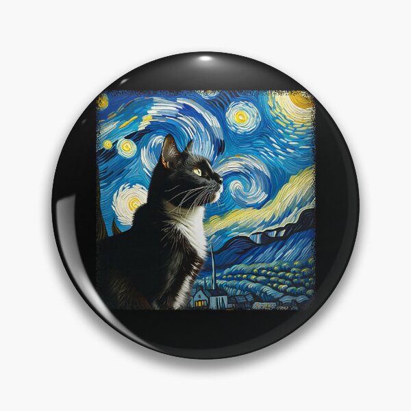 Item preview, Tuxedo Cat Starry Night - Van Gogh Style designed and sold by KevinorNorris.