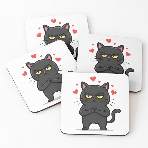 Item preview, Grumpy Black Cat in Love - Cute Angry Cat Design designed and sold by ProQ Creative Prints.
