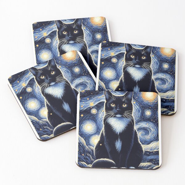 Item preview, Tuxedo Cat Starry Night Shirt Van Gogh Painting Cat Lover designed and sold by KevinorNorris.