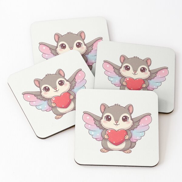 Item preview, Cute Kawaii Flying Squirrel Holding Heart - Funny Valentine Pun Art designed and sold by arup7980.