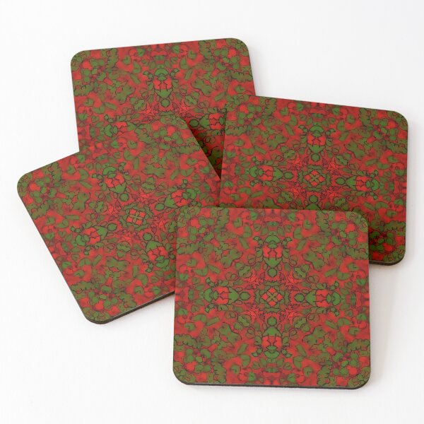 Item preview, Ember & Evergreen Fusion – Red–Green & Black Abstract Mandala designed and sold by Fun In The Sun .